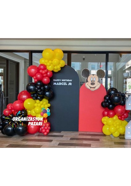 Balon Seti Kırmızı-Sarı-Siyah 100 Lü Balon Zinciri Seti