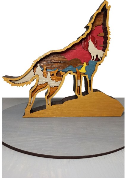 Ahşap Mdf Çok Katmanlı Orman Temalı Kurt Dekoratif Obje fiyatları