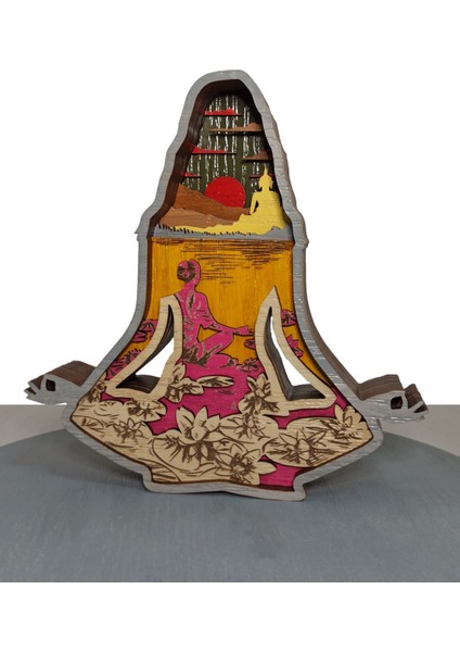 Ahşap Mdf Çok Katmanlı Yoga Yapan Kadın 1 Dekoratif Obje