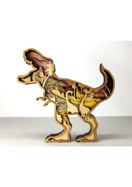 Modern Tasarımlı Ahşap Mdf Masa Süsü, Hediyelik Tyrannosaurusrex Dekoratif Obje/biblo