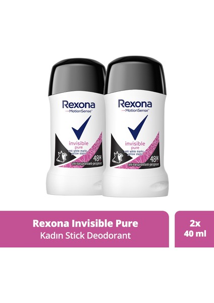 Motionsense Kadın Stick Deodorant Invisible Pure 40 ml X2