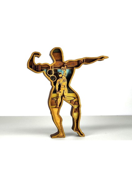 Ahşap Mdf Çok Katmanlı Fitness Temalı Atlet Dekoratif Obje