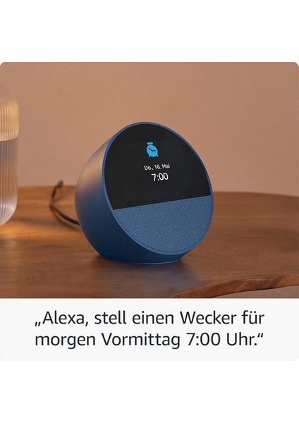 Echo Spot (2024 Sürüm) Canlı Sesli + Alexa Asistanlı Çalar Saat