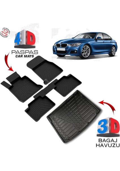 3K Store Bmw 3 Serisi F30 4d Paspas ve 3D Bagaj Havuzu 2012 2018