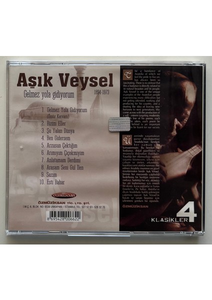 Aşık Veysel Klasikler 4 1984-1973 Gelmez Yola Gidiyorum CD (Orjinal Dönem Baskı Cd)