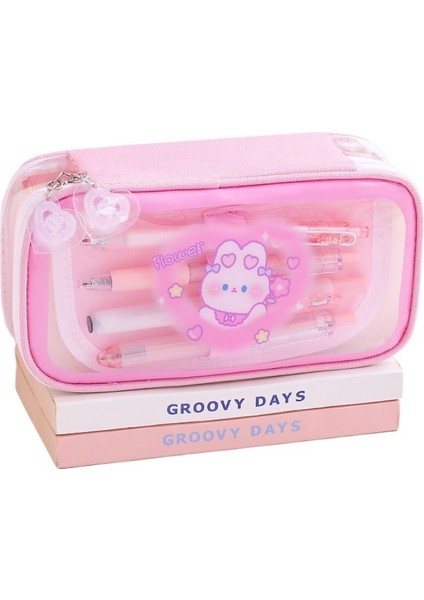 Yıkanabilir Yeni Büyük Kapasiteli Şeffaf Kalem Kutusu, Yüksek Değerli Sevimli Kalem Kutusu Öğrenci Çok Fonksiyonlu Kırtasiye Çantası (Yurt Dışından)