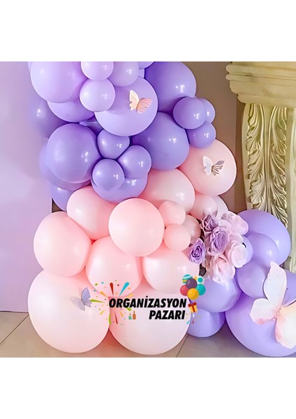 Balon Seti Lila-Makaron Lila-Makaron Somon 100 Lü Balon Zinciri Seti fırsatları