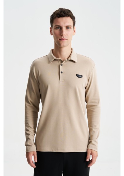 Erkek Slim Fit Çıt Çıt Düğmeli Polo Yaka İnterlok Sweatshirt K28564988101