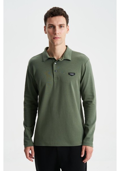 Erkek Slim Fit Çıt Çıt Düğmeli Polo Yaka İnterlok Sweatshirt K28564988101