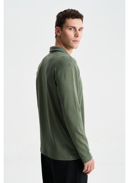 Erkek Slim Fit Çıt Çıt Düğmeli Polo Yaka İnterlok Sweatshirt K28564988101 fırsatları