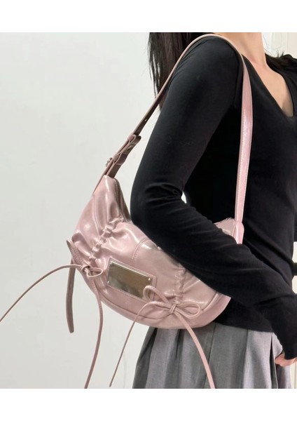 Bag Bow Drawstring Single Shoulder Handbag Underarm Bag (Yurt Dışından)