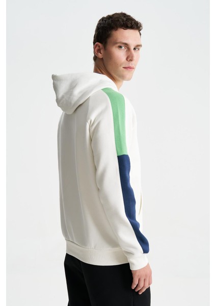 Erkek Regular Fit Baskılı Reglan Kollu Kanguru Cepli Kapüşonlu Sweatshirt K28254627701
