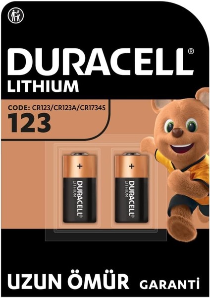 DURACELL CR123 (2’li Paket) yüksek güçlü lityum pil 3V (CR123A / CR17345)