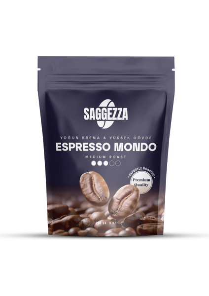 Espresso Mondo, Orta Kavrulmuş, Yoğun Gövdeli ve Kremalı kahve 250 gr