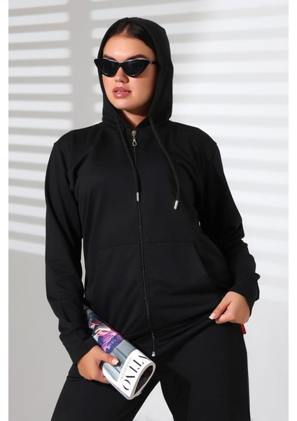 Fermuarlı Kapüşonlu Hırka Sweatshirt