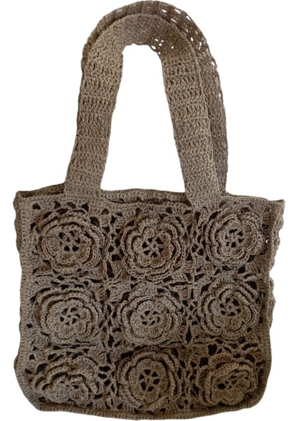 Handmade, Kağıt Ip, El Örgüsü, Hasır, Kadın Omuz Çantası