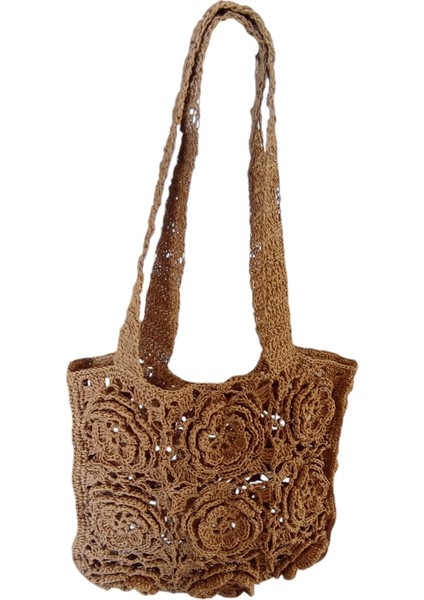 Handmade, Kağıt Ip, El Örgüsü, Hasır, Kadın Omuz Çantası