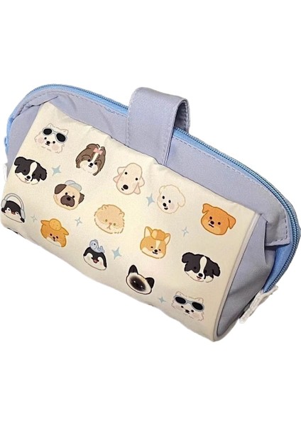 Qwe-13 Kedi Baskı Kalem Çantası Büyük Kapasiteli Kırtasiye Çantası Girly Kalp Öğrenci Kalem Çantası (Yurt Dışından)