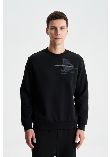 Erkek Regular Fit Pamuk Polyester Kumaş Karışımı Bisiklet Yaka Sweatshirt K28124602401