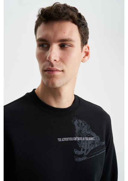 Erkek Regular Fit Pamuk Polyester Kumaş Karışımı Bisiklet Yaka Sweatshirt K28124602401 fiyatları