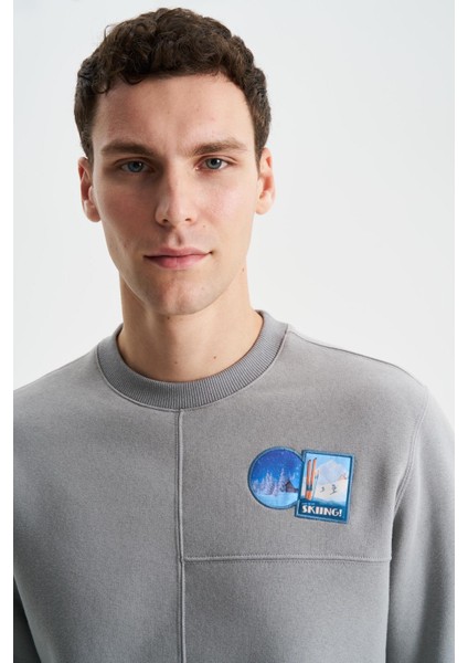 Şık Erkek Regular Fit 3 İplik Şardonlu Bisiklet Yaka Sweatshirt K28124602001 fiyatları