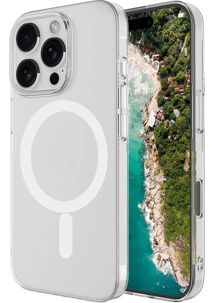 Lyon Tech Apple iPhone 16 Pro Kılıf Zore Magsafe Şarj Özellikli Şeffaf Tek Kamera Çerçeveli Porto Kapak