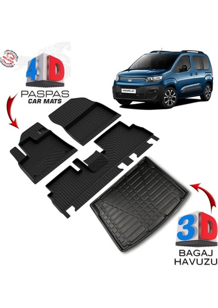 3K Store Fiat Doblo 4d Paspas ve 3D Bagaj Havuzu 2023 ve Üstü