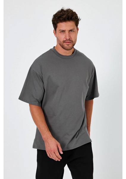 Alexandergardı Yırtmaçlı Basic Oversize T-Shirt (UN-70418)