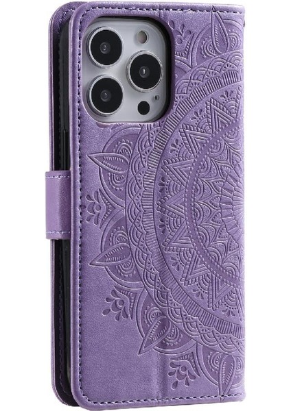 IPhone 15 Için Flip Case Pro Pu Deri Cüzdan Kılıf Totem Kabartma (Yurt Dışından)