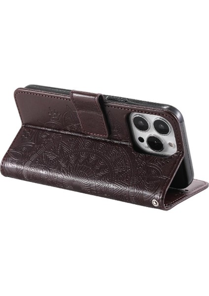 IPhone 15 Için Flip Case Pro Pu Deri Cüzdan Kılıf Totem Kabartma (Yurt Dışından)
