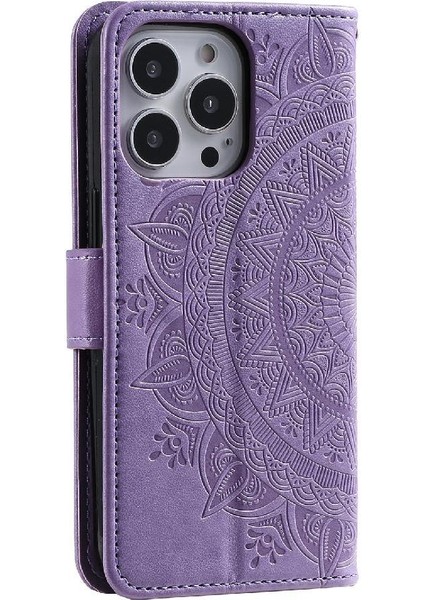IPhone 15 Için Flip Case Pro Max Cüzdan Kılıf Totem Kabartma Kickstand Pu (Yurt Dışından)