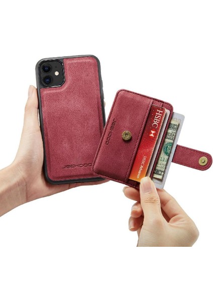 IPhone 11 Için Kılıf Kablosuz Şarj Cüzdan Rfıd Engelleme Manyetik (Yurt Dışından)
