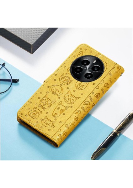 Realme 13 Flip Kapak Karikatür Hayvanlar Için Kılıf Kısa Kayış Deri Kılıf (Yurt Dışından)