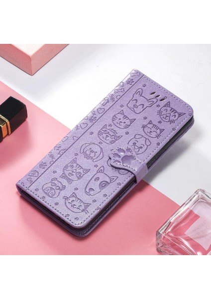 Realme 13 Flip Kapak Karikatür Hayvanlar Için Kılıf Kısa Kayış Deri Kılıf (Yurt Dışından)