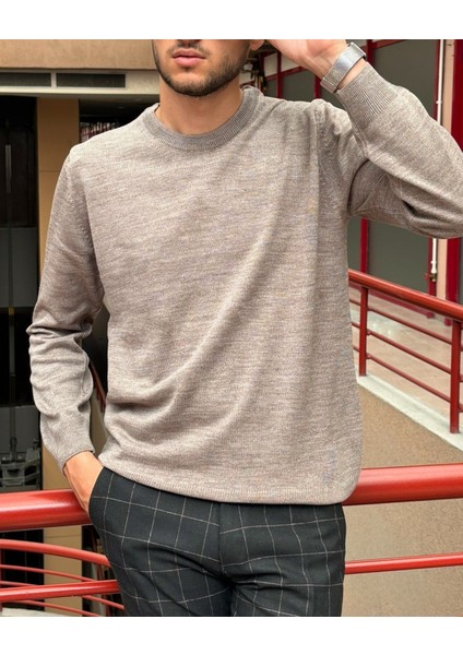 Erkek, Bisiklet Yaka, Slim Fit, Old Money, Yün-Akrilik Elyaf, Triko Kazak PLTK03 fırsatları