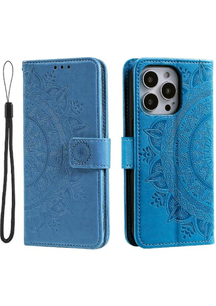 IPhone 14 Için Flip Case Pro Max Pu Deri Cüzdan Kılıf Totem Kabartma (Yurt Dışından)