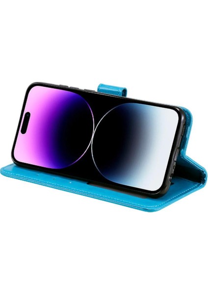 IPhone 14 Için Flip Case Pro Max Pu Deri Cüzdan Kılıf Totem Kabartma (Yurt Dışından)