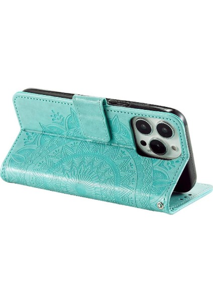 IPhone 14 Için Flip Case Pro Totem Kabartma Kickstand Pu Deri Cüzdan (Yurt Dışından)