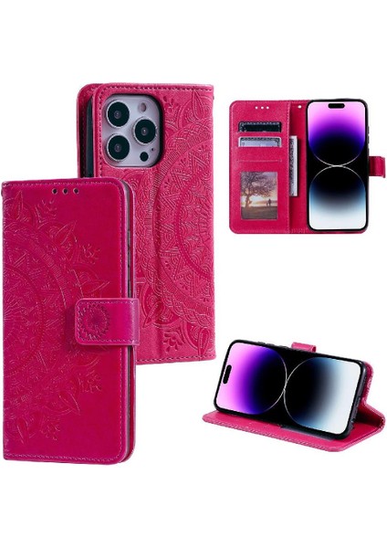 IPhone 14 Için Flip Case Pro Max Pu Deri Cüzdan Kılıf Totem Kabartma (Yurt Dışından)