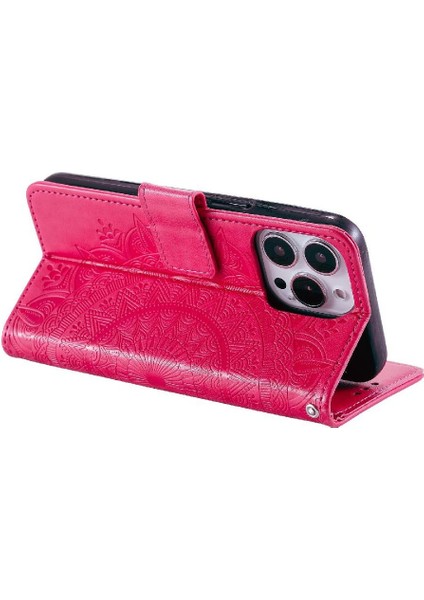 IPhone 14 Için Flip Case Pro Max Pu Deri Cüzdan Kılıf Totem Kabartma (Yurt Dışından)