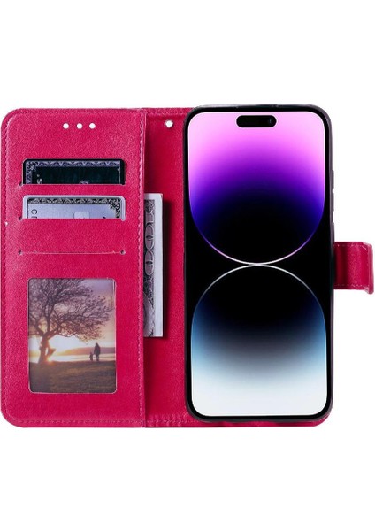 IPhone 14 Için Flip Case Pro Max Pu Deri Cüzdan Kılıf Totem Kabartma (Yurt Dışından)