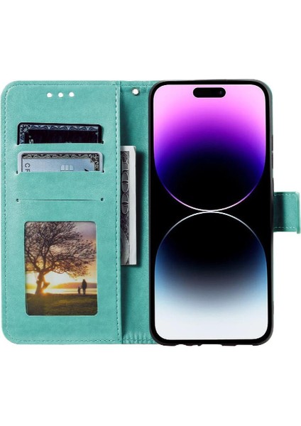 IPhone 14 Için Flip Case Pro Max Pu Deri Cüzdan Kılıf Totem Kabartma (Yurt Dışından)