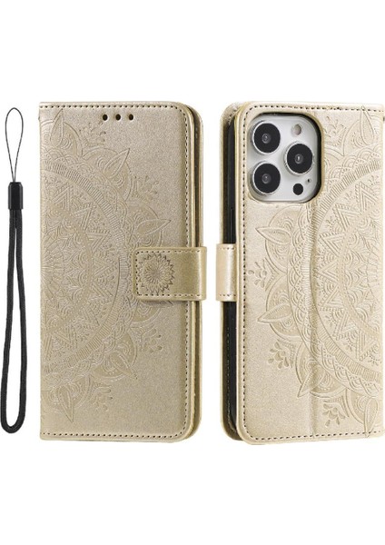 IPhone 14 Için Flip Case Pro Max Pu Deri Cüzdan Kılıf Totem Kabartma (Yurt Dışından)