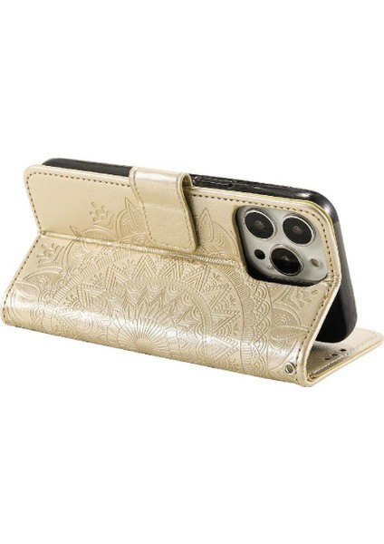 IPhone 14 Için Flip Case Pro Max Pu Deri Cüzdan Kılıf Totem Kabartma (Yurt Dışından)