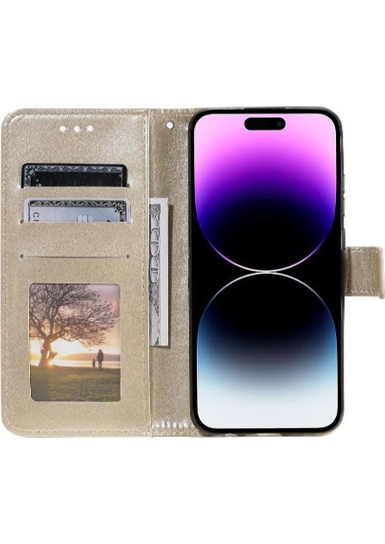 IPhone 14 Için Flip Case Pro Max Pu Deri Cüzdan Kılıf Totem Kabartma (Yurt Dışından)