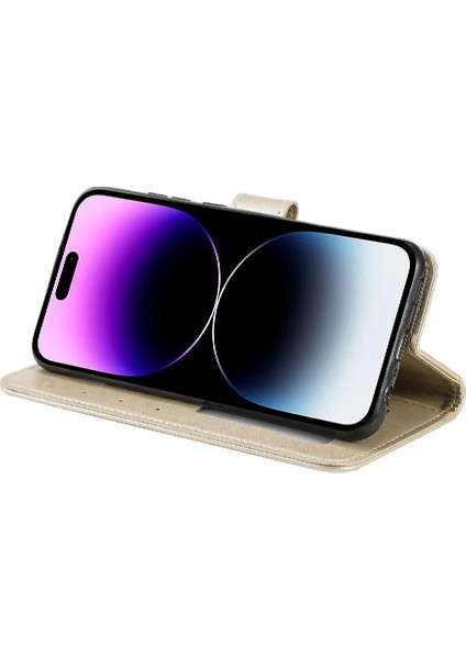 IPhone 14 Için Flip Case Pro Max Pu Deri Cüzdan Kılıf Totem Kabartma (Yurt Dışından)