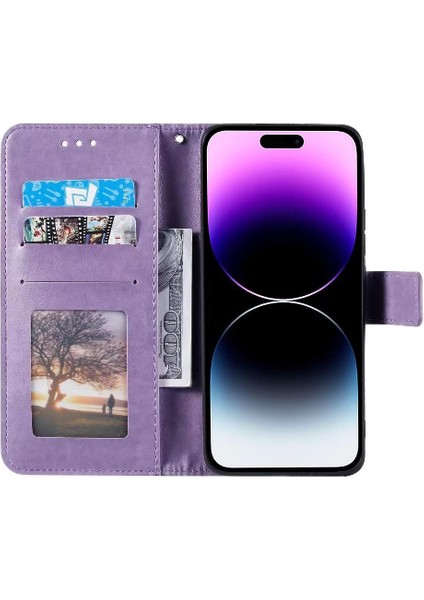 IPhone 16 Için Flip Case Totem Kabartma Kickstand Cüzdan Kılıf Pu Deri (Yurt Dışından)