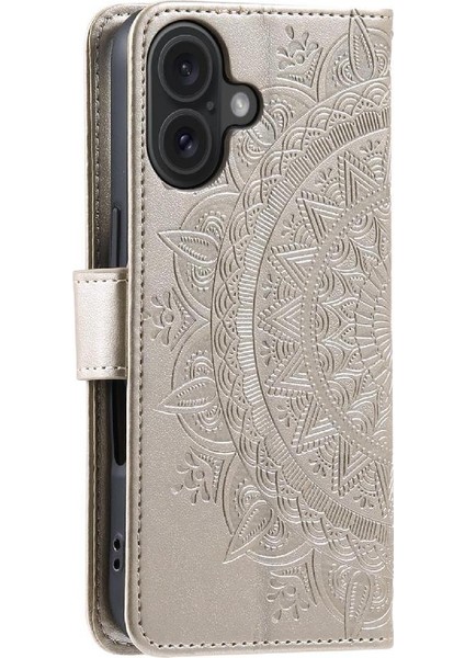 IPhone 16 Için Flip Case Artı Totem Kabartma Kickstand Pu Deri Cüzdan (Yurt Dışından) fırsatları