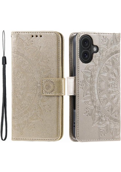 IPhone 16 Için Flip Case Artı Totem Kabartma Kickstand Pu Deri Cüzdan (Yurt Dışından) indirimleri