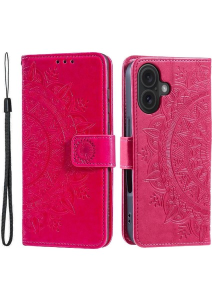IPhone 16 Için Flip Case Artı Totem Kabartma Kickstand Pu Deri Cüzdan (Yurt Dışından)
